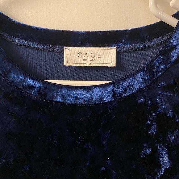 Sage the Label. Fool-for-you-navy-blue-velvet-knotted-dress. Medium - Picture 6 of 6
